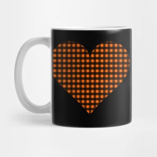 Orange and Black Gingham Heart Mug